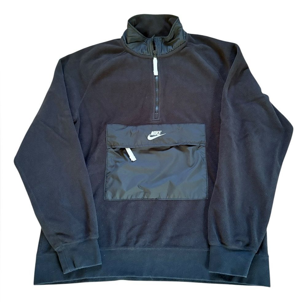 Nike Sportswear Half Zip Fleece Pullover Black White Cj4545-010 Mens Size Large